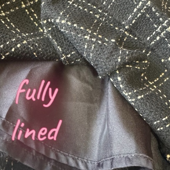 PEACEBIRD Plaid Schoolgirl Skirt Black and Ivory Tweed Mini Skater Women’s Small - Picture 7 of 12